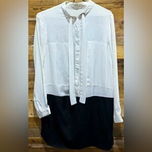 Mustard Seed tunic shirt dress light flowy office chiffon black party cocktail S